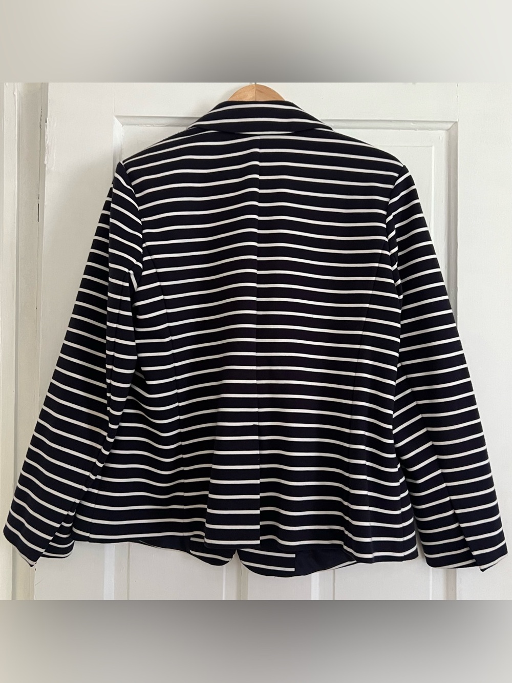 Michael Kors Women’s 16W Navy White Striped Blazer Nautical Preppy Gold Button - Picture 2 of 9